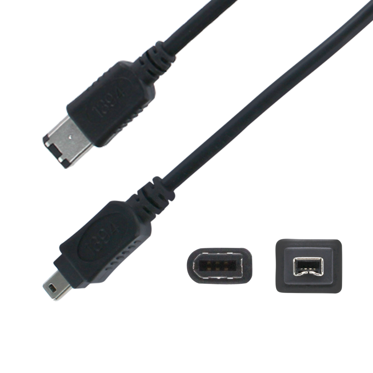 6 Ft 6 Pin to 4Pin FireWire Cable Black IEEE 1394 ilink PC MAC eBay