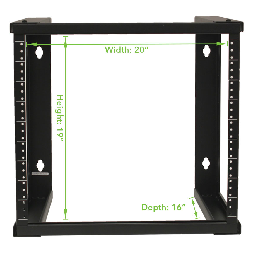 9U Wall Mount Open Frame 19" Server Equipment Rack Threaded 15 inch depth Black